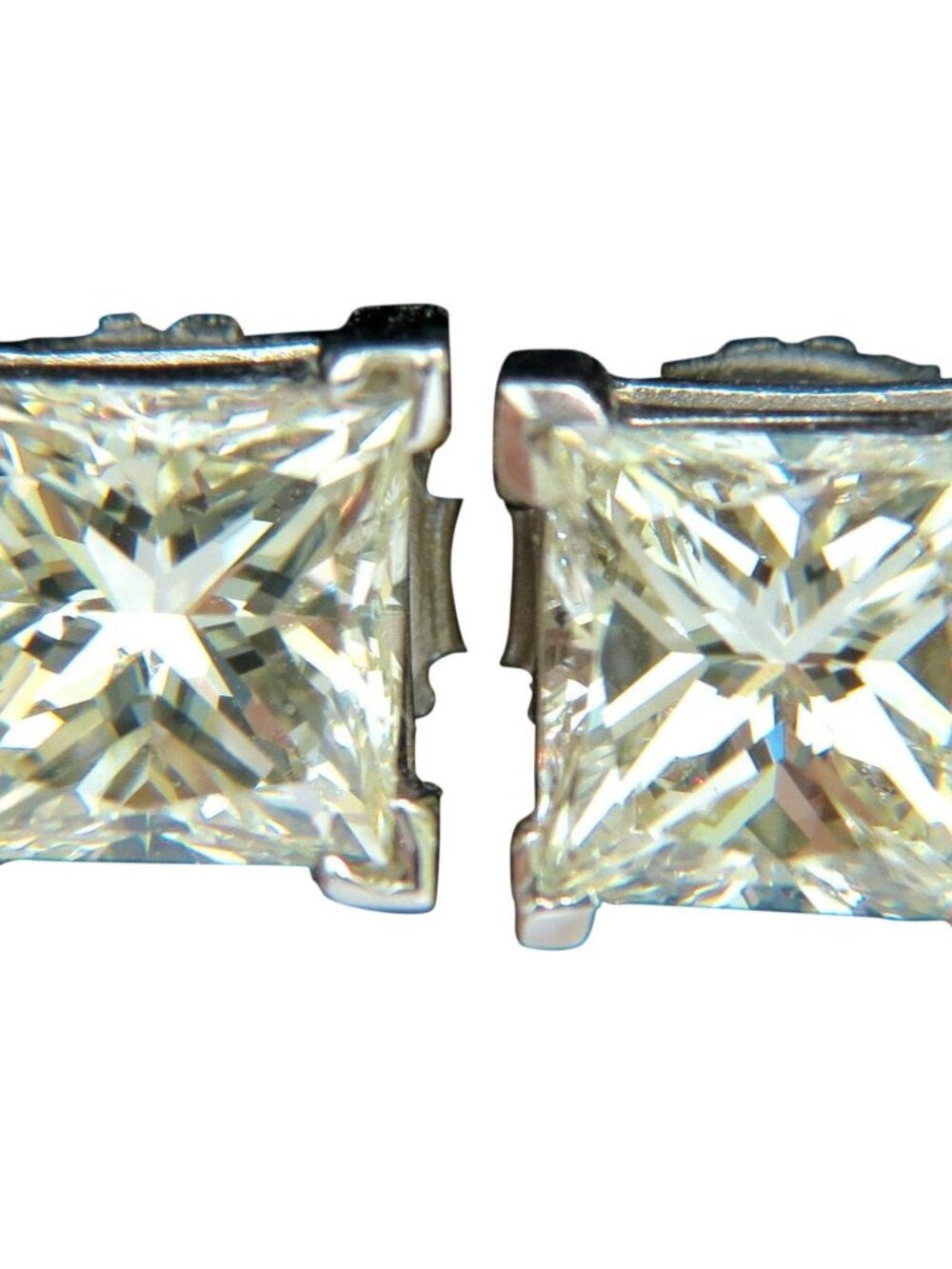 2.00CT NATURAL PRINCESS CUT DIAMOND STUD EARRINGS K/SI-1 14KT*